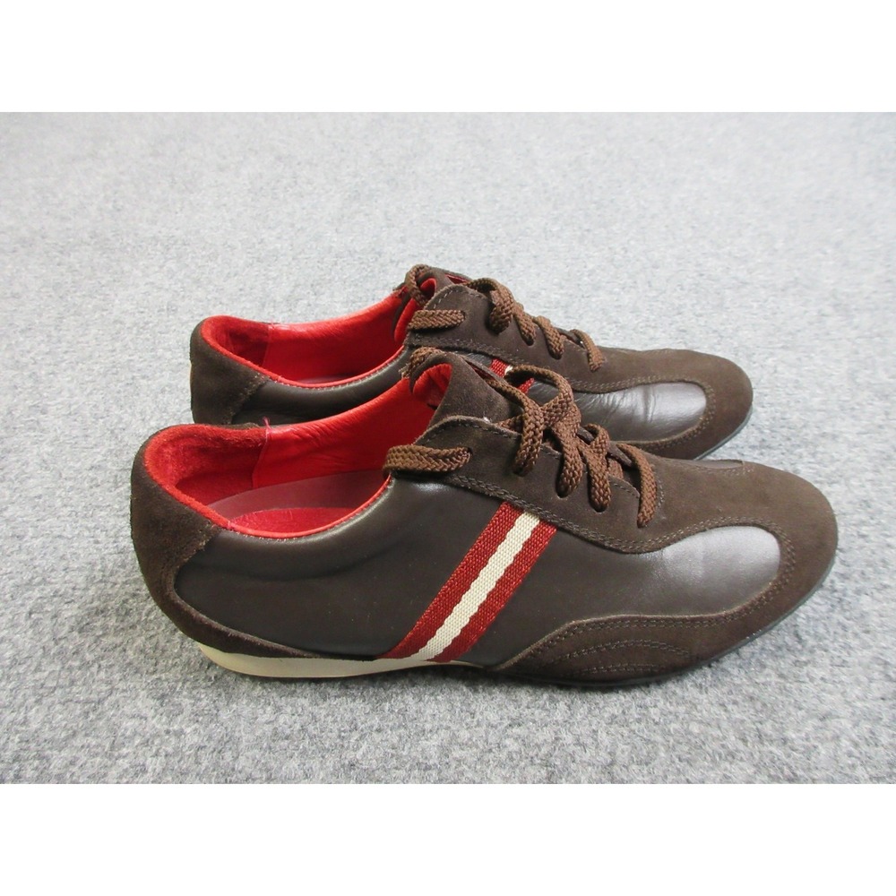 Bally Brown Sneakers with Red Accents